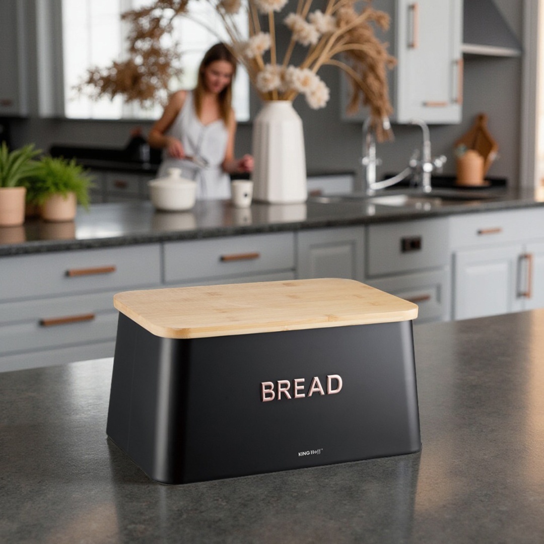 CHLEBAK STALOWY Z DESKĄ DO KROJENIA KINGHOFF KH-1948